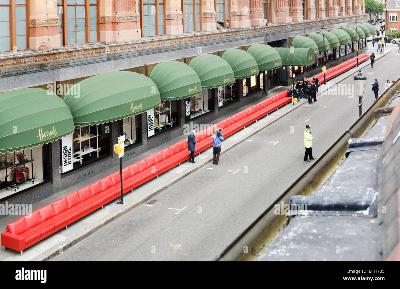 Worlds longest sofa at Harrods Stock Photo Alamy