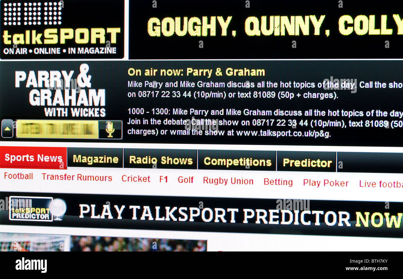 ' Talksport  web page ' Stock Photo