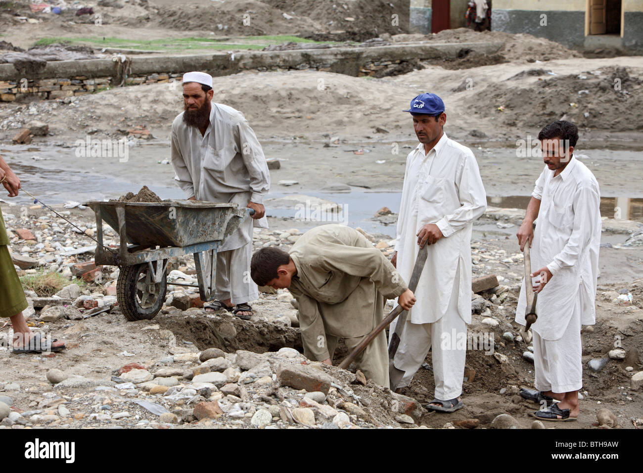 Cash for Work project of Handicap International, Mingora, Pakistan Stock Photo