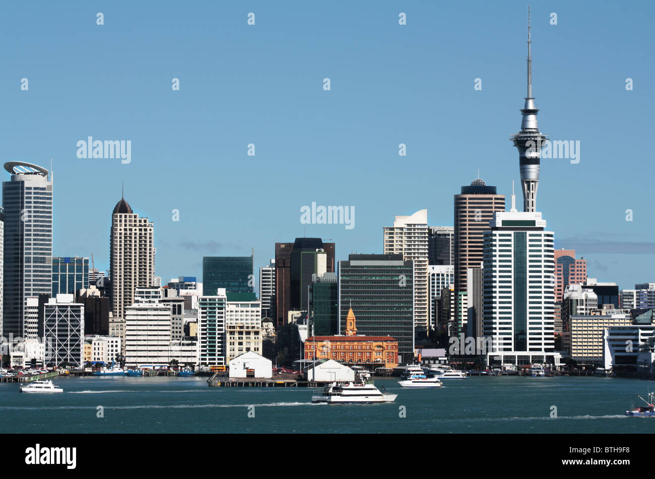 Auckland City CBD, Sky Tower & Waterfront Stock Photo