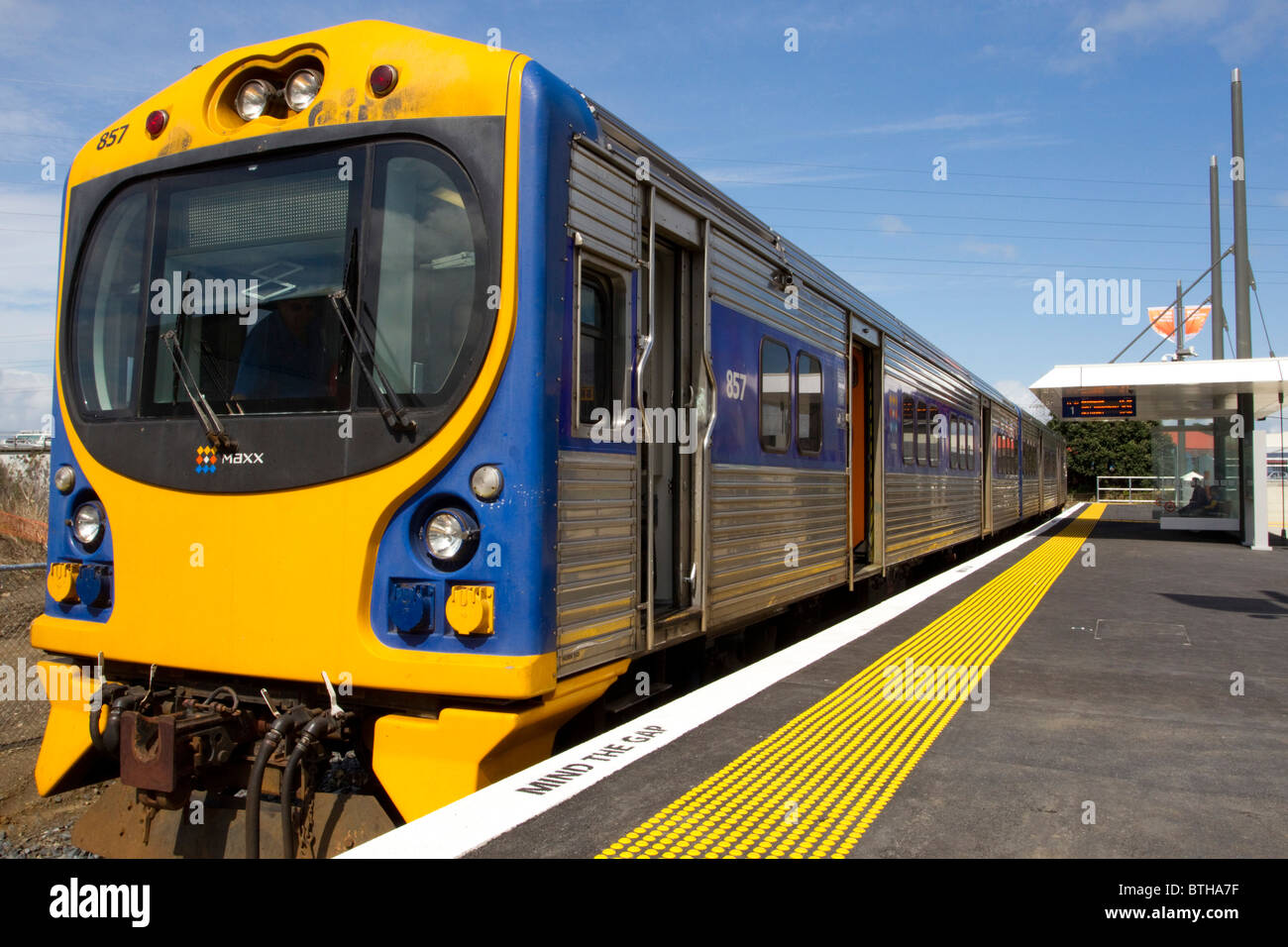 Train at platform, Onehunga Railway Station, Auckland, New Zealand Stock Photo Alamy