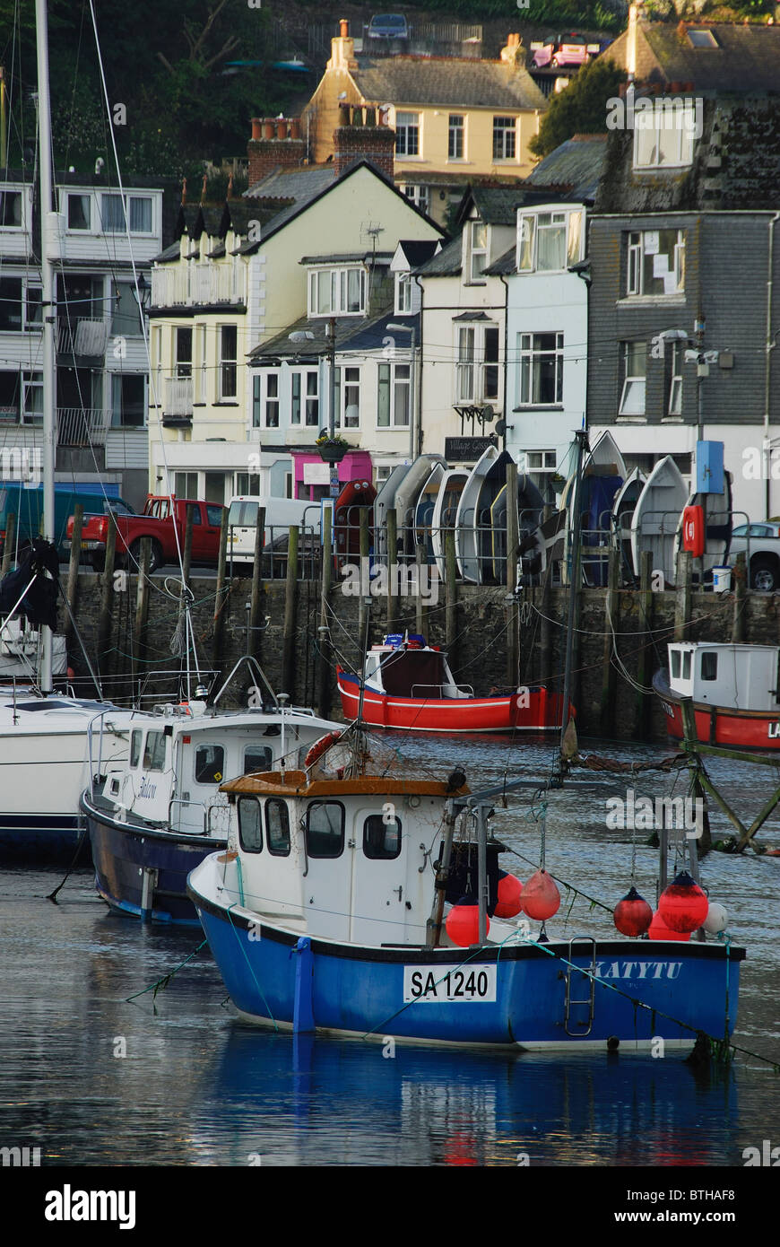 Fishing boats in harbour at Looe, Cornwall, UK May 2010 Stock Photo Alamy