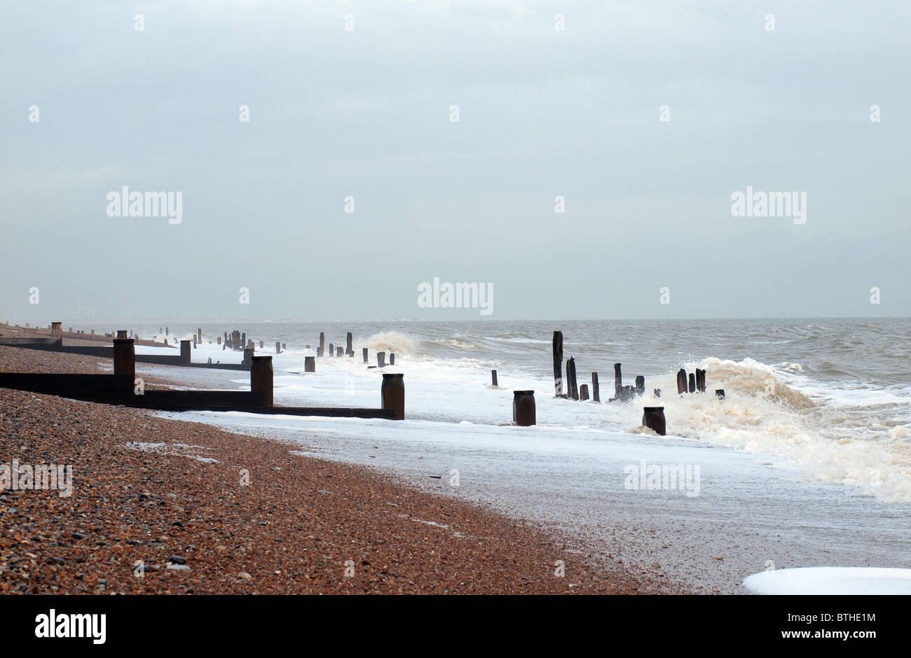 Groynes on Winchelsea Beach in Sussex England Britain United Kingdom UK Stock Photo