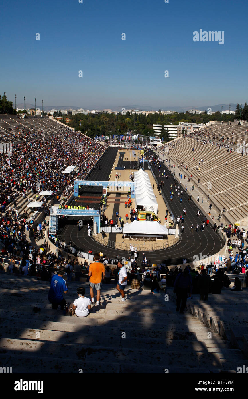 Panathenaikon stadium is the finishing for the 28th Athens Classic Marathon Stock Photo