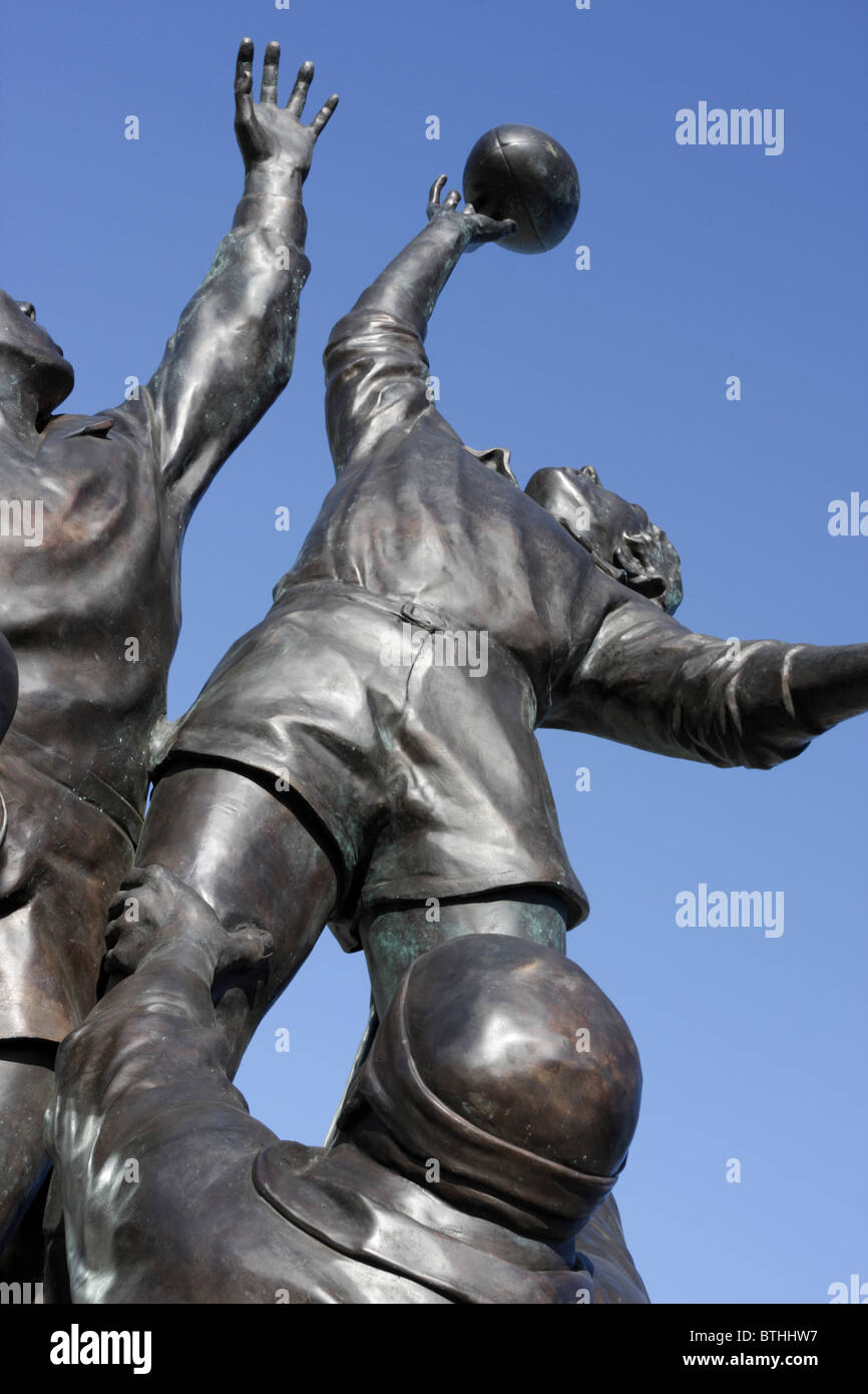 Wonderful statues situated outside the south stand at Twickenham Stadium in Rugby Road. Stock Photo