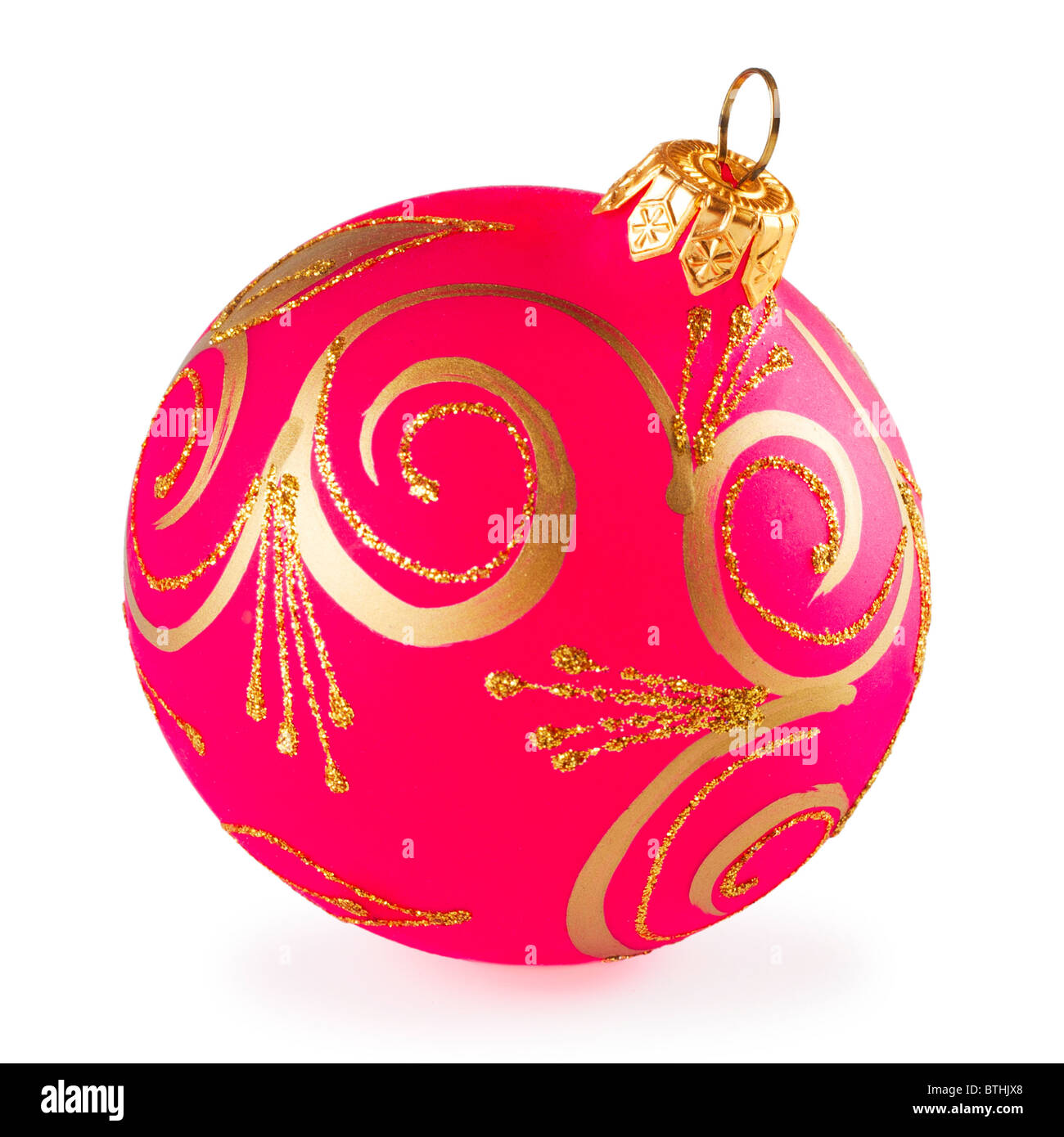 Red Christmas tree decorative ball isolated on white background Stock ...