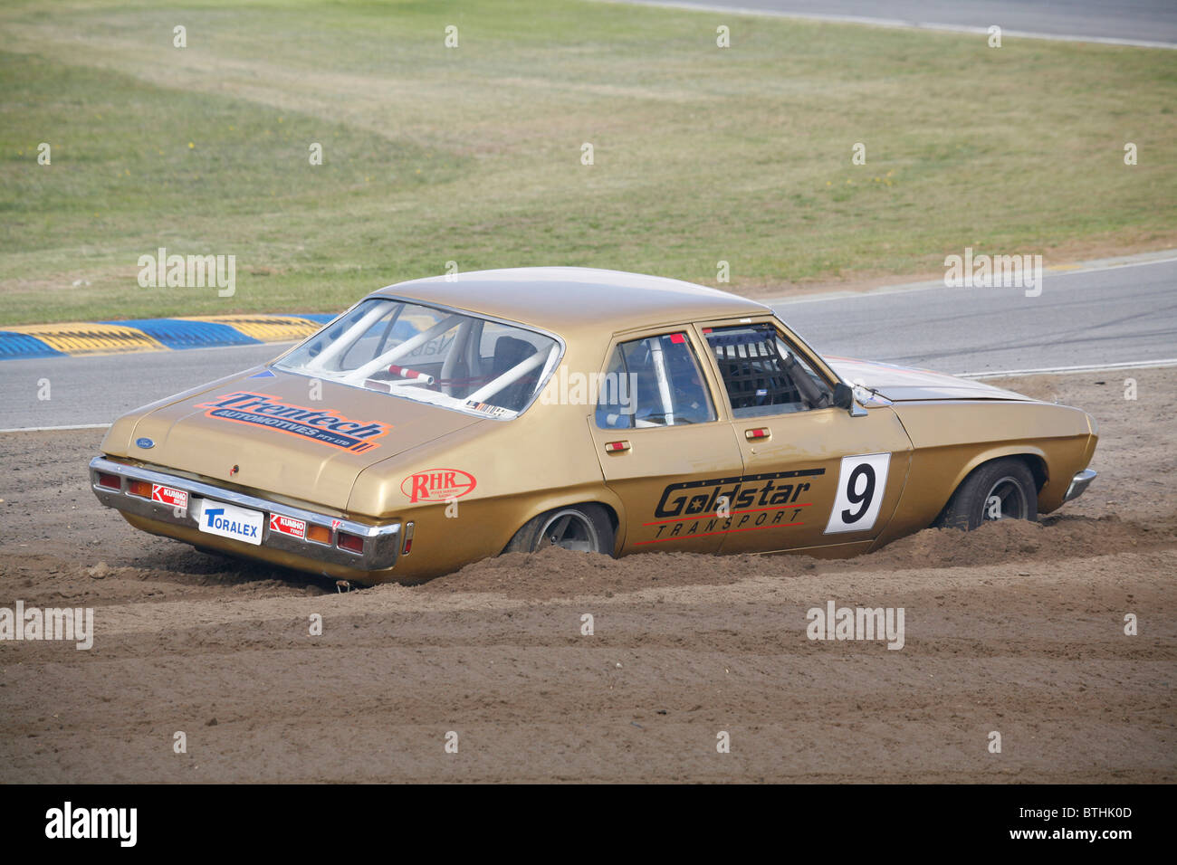 Australian HQ Holden Kingswood car crashed out at an Australian race