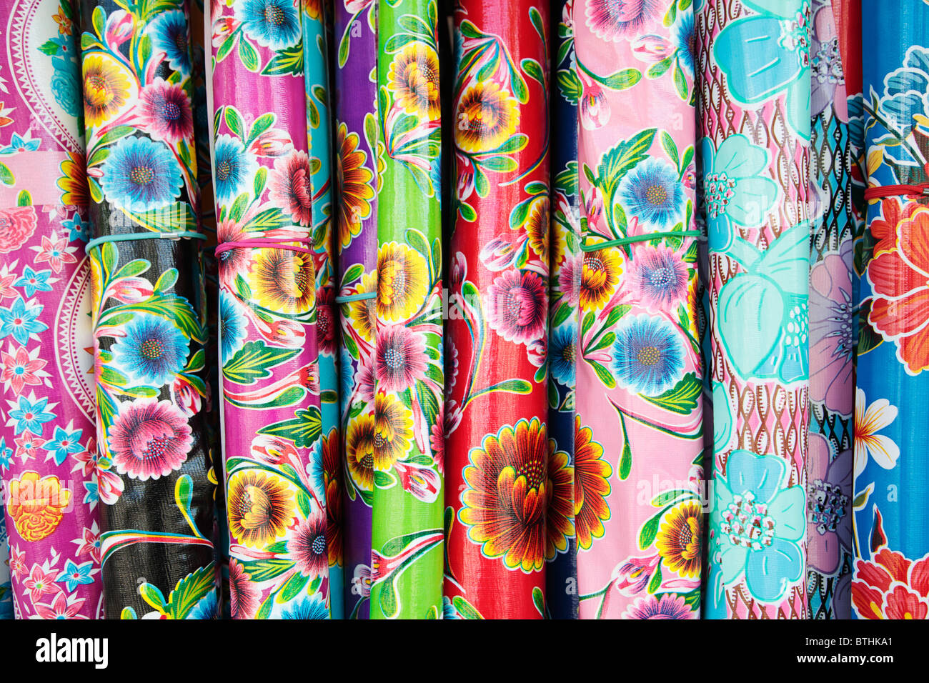 Rolls of Colourful Wrapping Paper Stock Photo