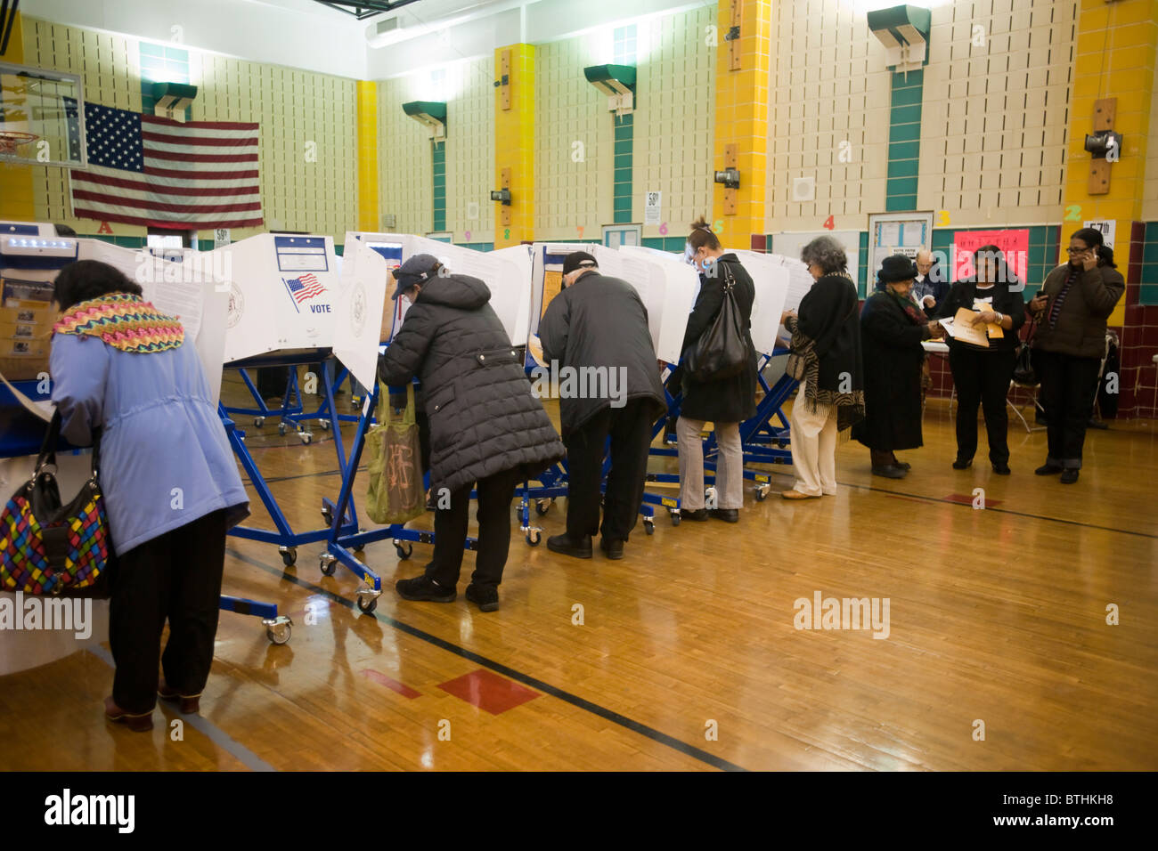 Voters cast their ballots in New York in Washington Heights on election day Stock Photo