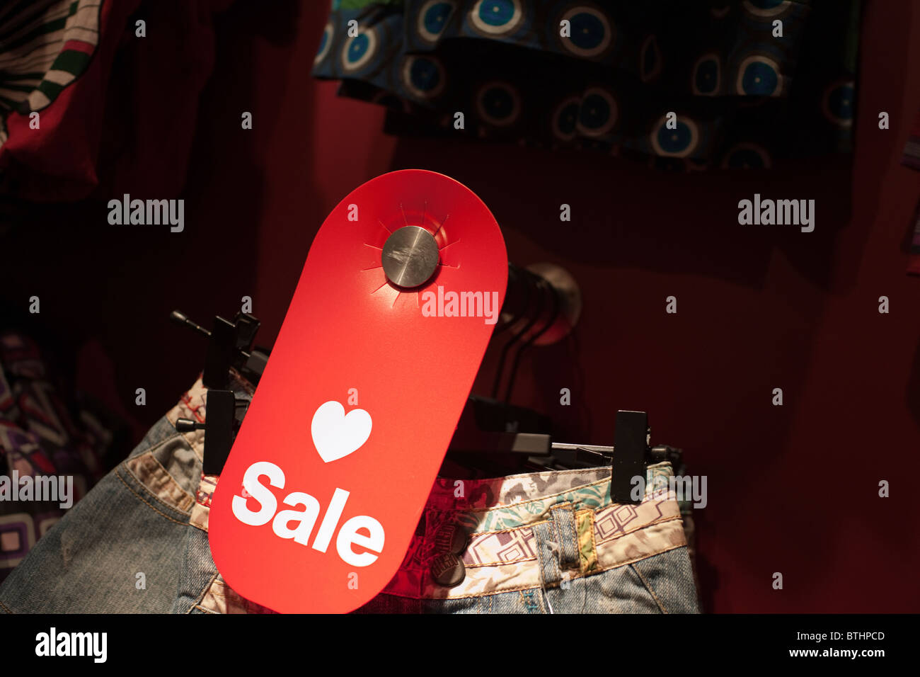A sale sign in a clothing store in New York on Saturday, October 30, 2010. (© Richard B. Levine) Stock Photo