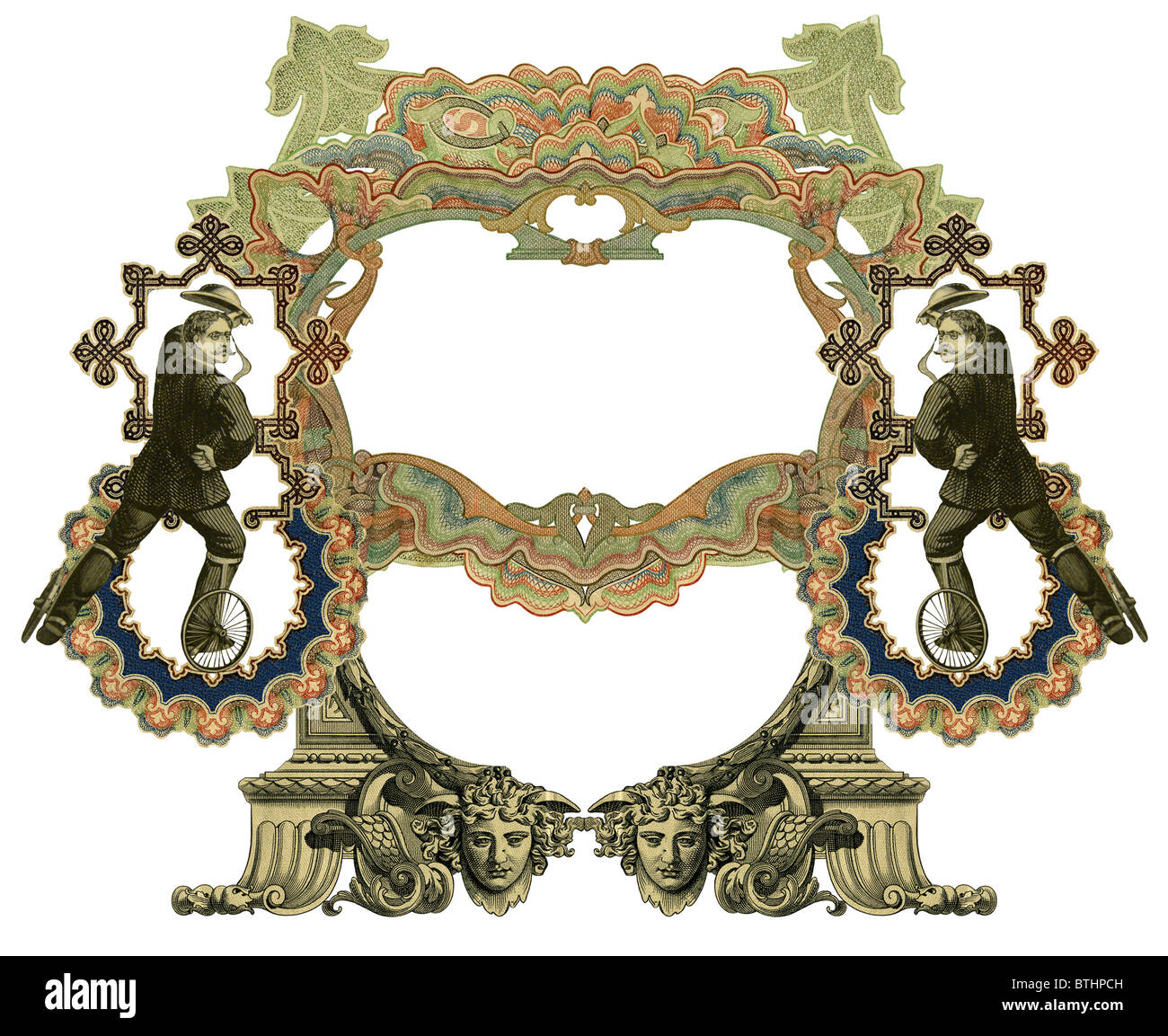 Two Frame Man Luxuriously color illustrated old victorian frame with two man on ...