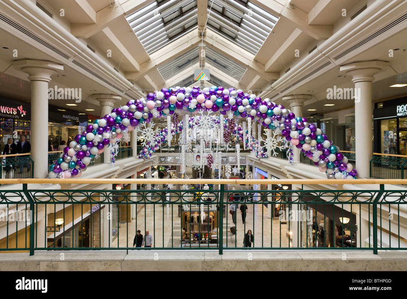 Metrocentre Gateshead out of town shopping mall christmas decorations display. Stock Photo