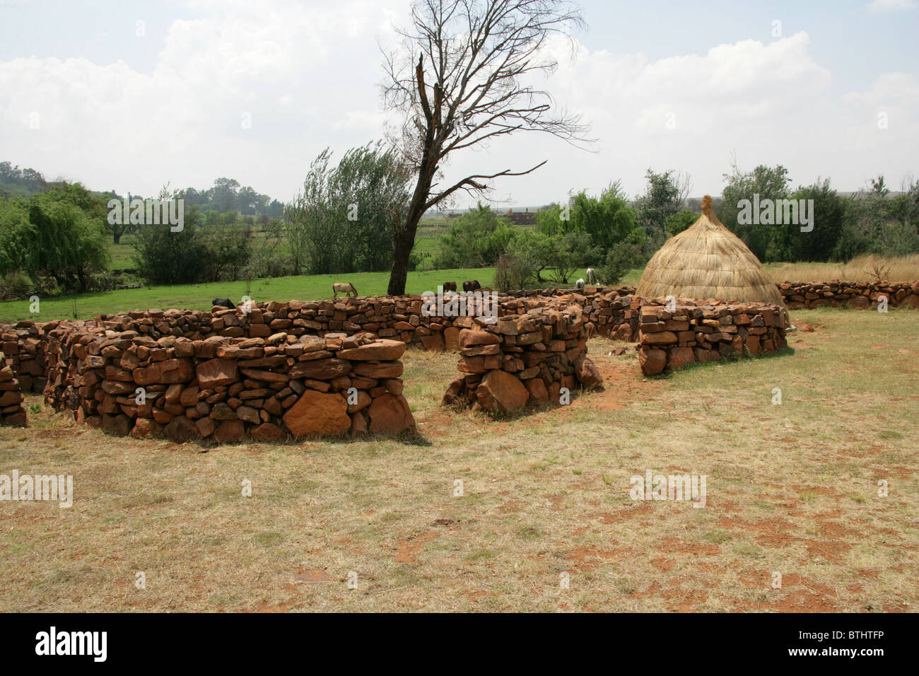 Kraal at Ndebele Cultural Village, Botshabelo, South Africa Stock Photo