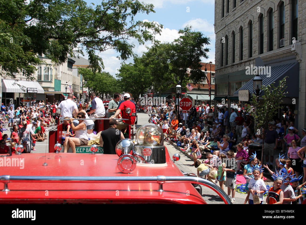 4th of July parade in Waukesha Wisconsin from the top of an antique