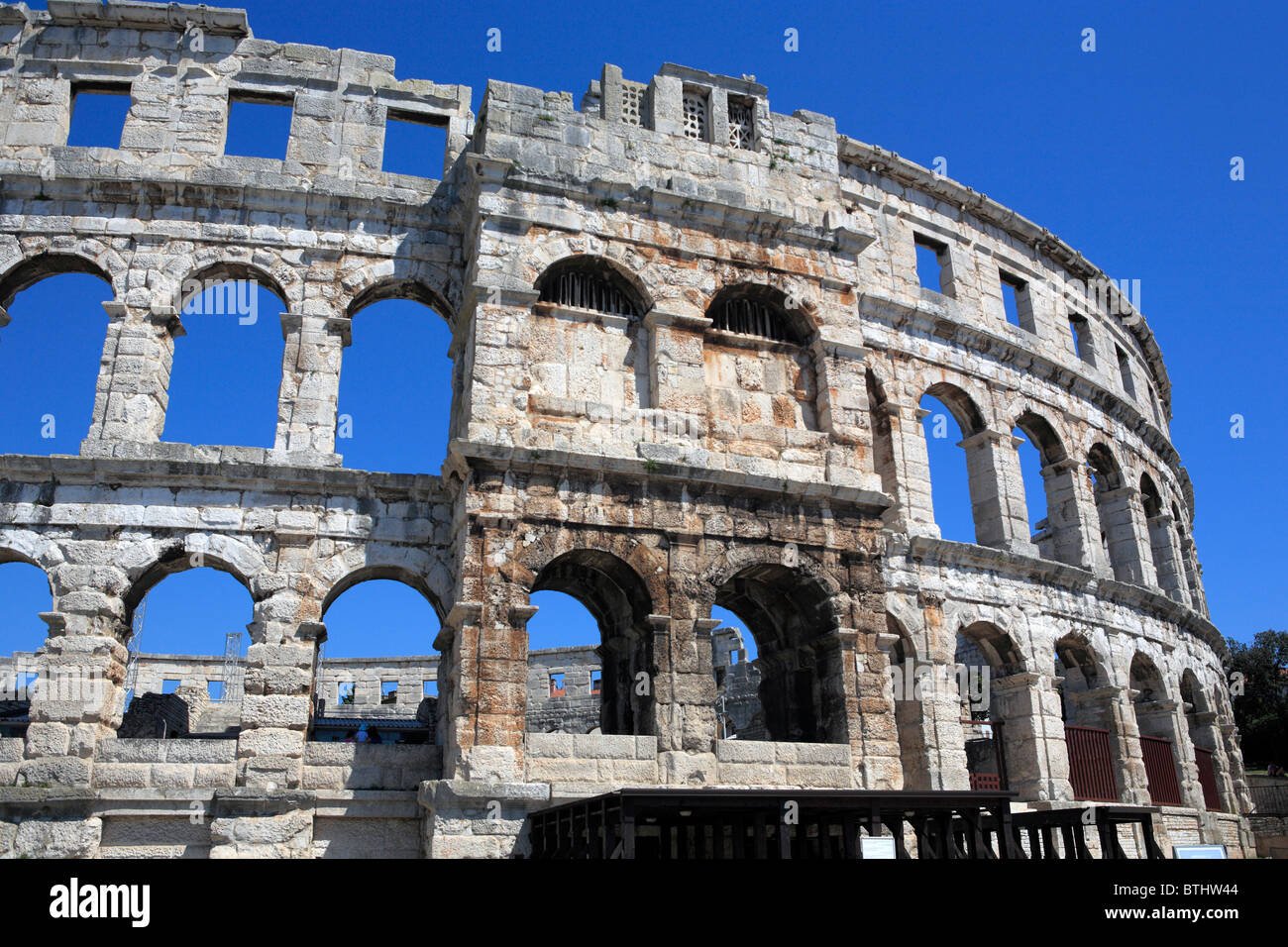 Roman arena (colosseum), Pula, Istria county, Croatia Stock Photo