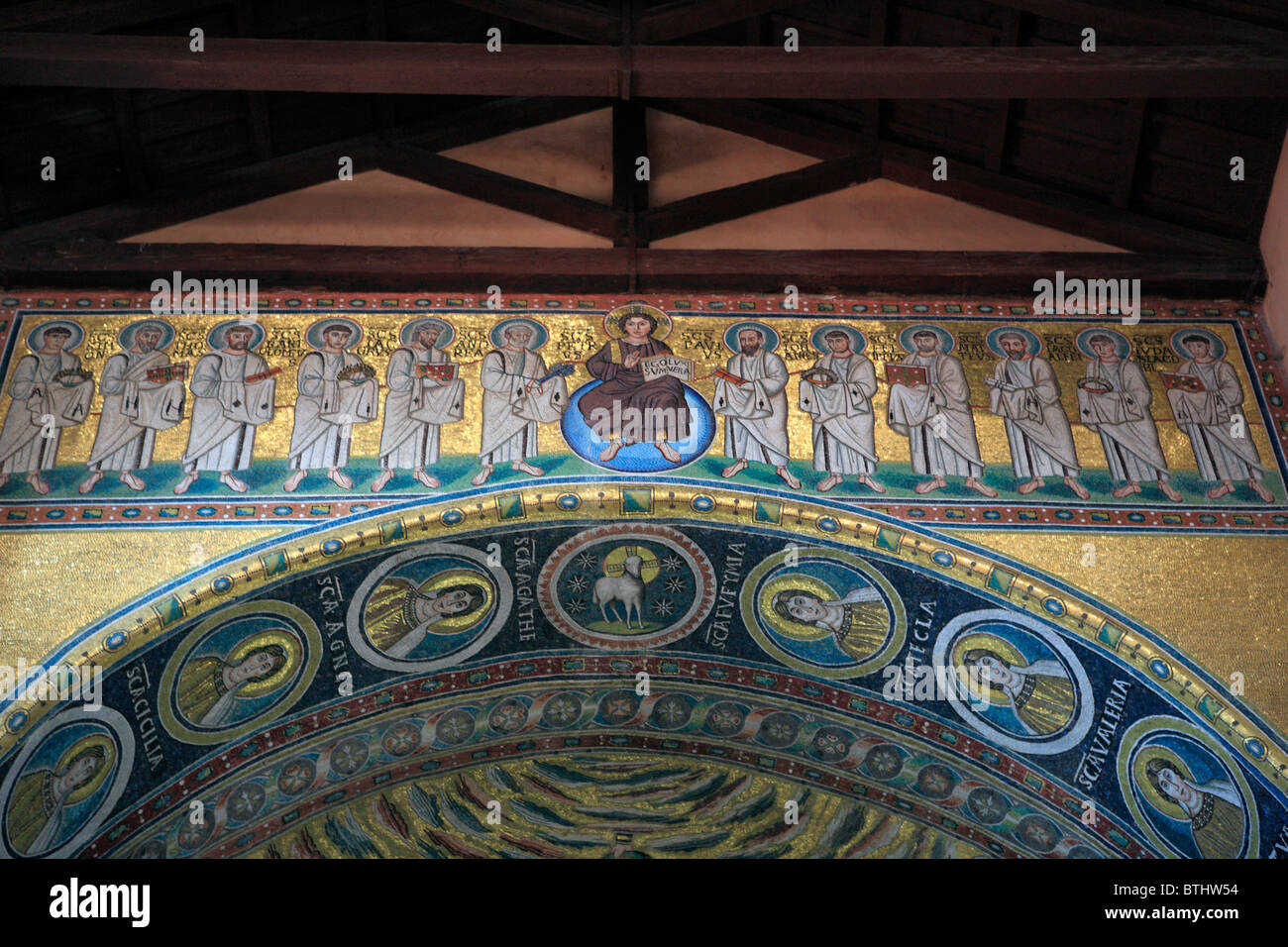 Mosaic in Euphrasian Basilica (560), Porec, Istria county, Croatia Stock Photo