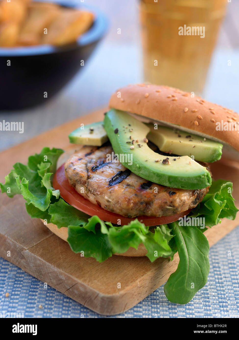 grilled chicken burger in bun Stock Photo Alamy