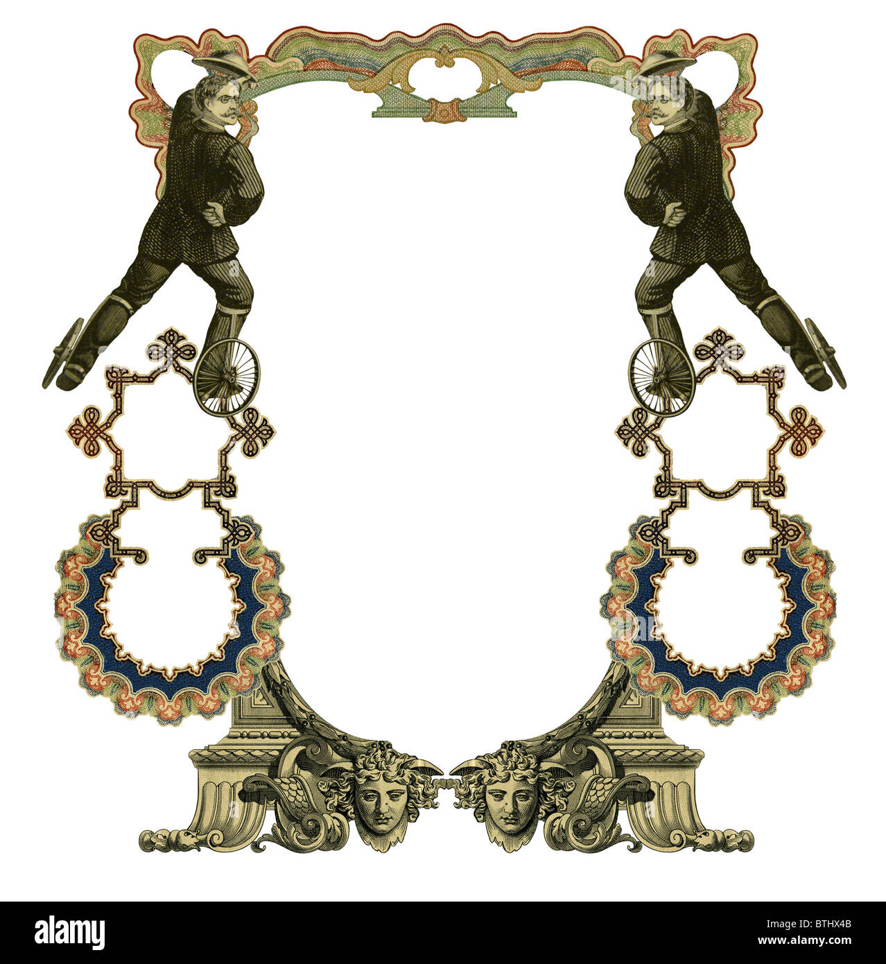Two Frame Man Luxuriously color illustrated old victorian frame with two man on ...