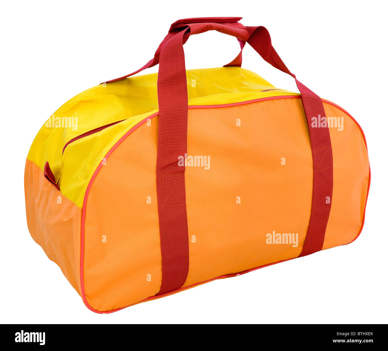 an orange nylon sports bag, isolated, clipping path Stock Photo Alamy