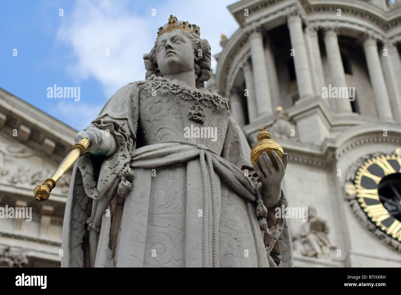 Statue of Queen Anne outside St Paul's Cathedral, City of London