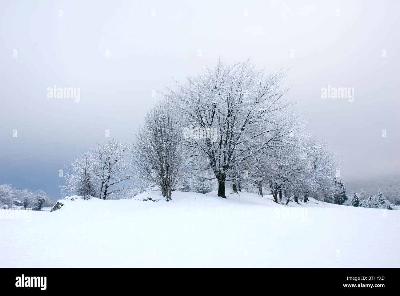 Winter snow on the Glebe, a park in Bowness-on-Windermere, Lake ...