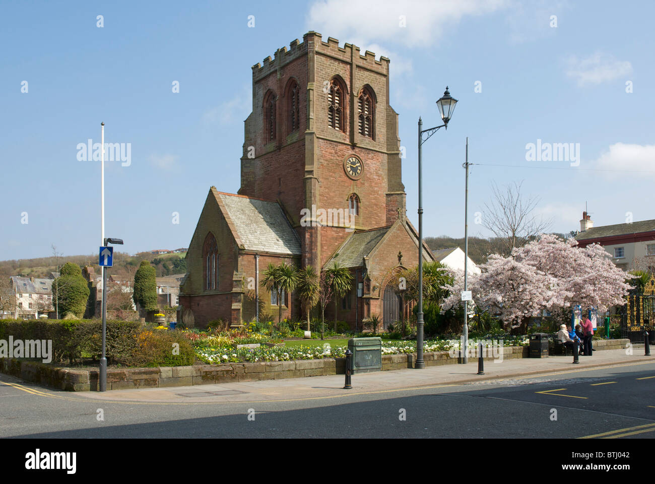 The clock tower of St Nicholas' Church, in Whitehaven, West Cumbria