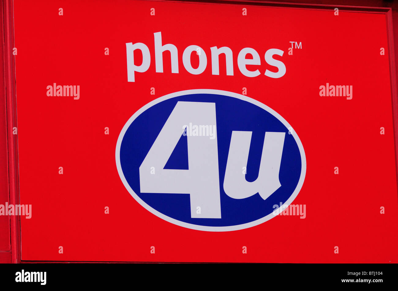 Phones 4U mobile phone shop sign logo, Cambridge, England, UK Stock Photo