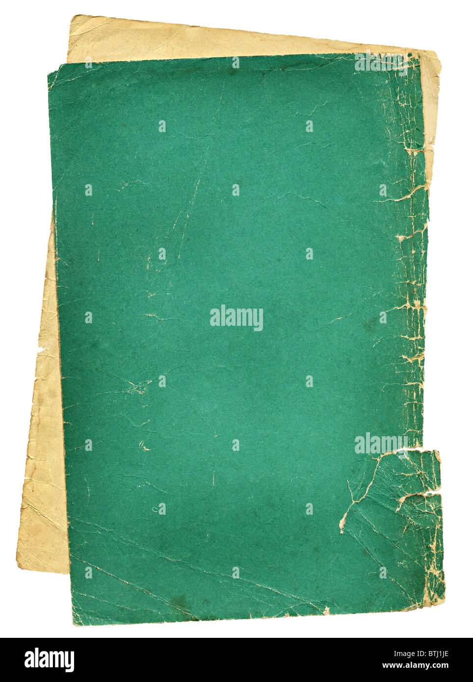 The old green shabby paper cover Stock Photo