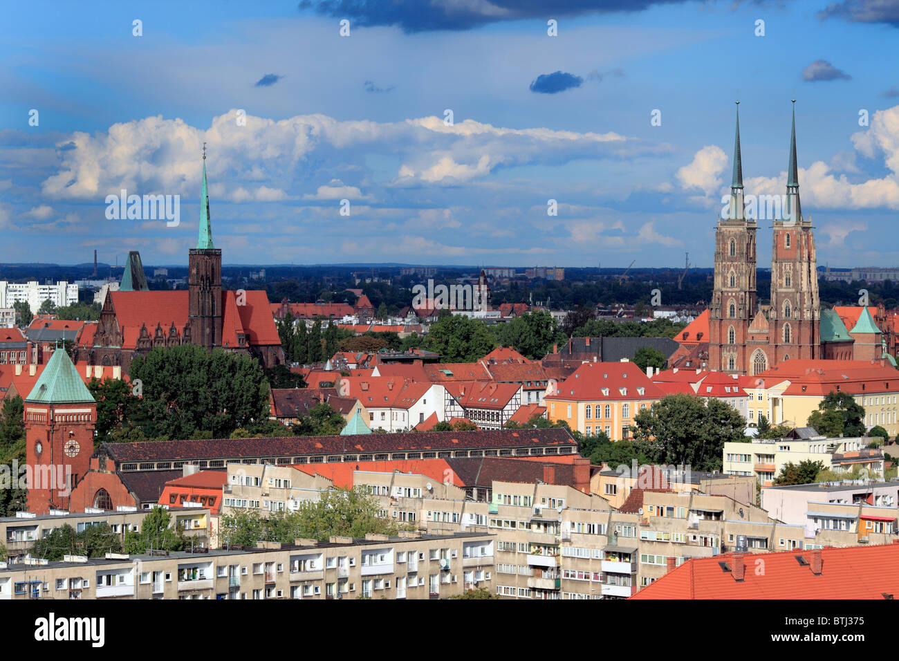 View of city from Church of St. Mary Magdalene, Wroclaw, Lower Silesia, Poland Stock Photo