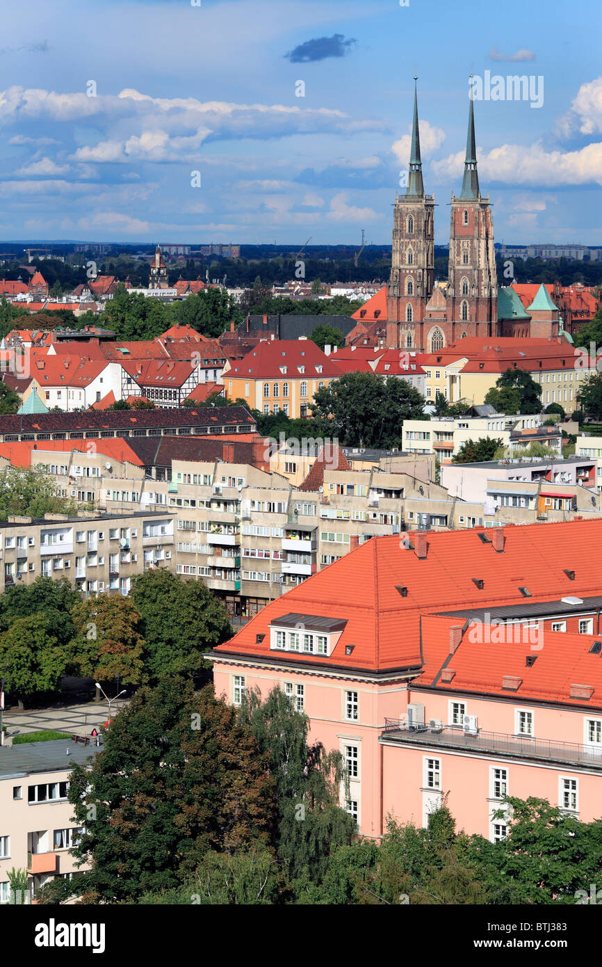 View of city from Church of St. Mary Magdalene, Wroclaw, Lower Silesia, Poland Stock Photo