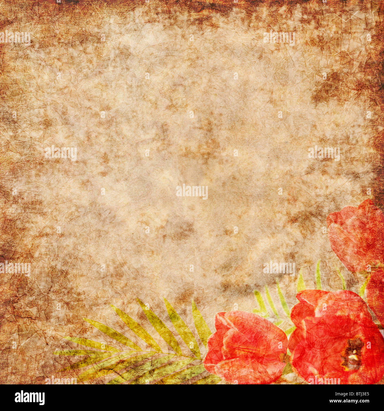 Vintage paper with flowers Stock Photo - Alamy
