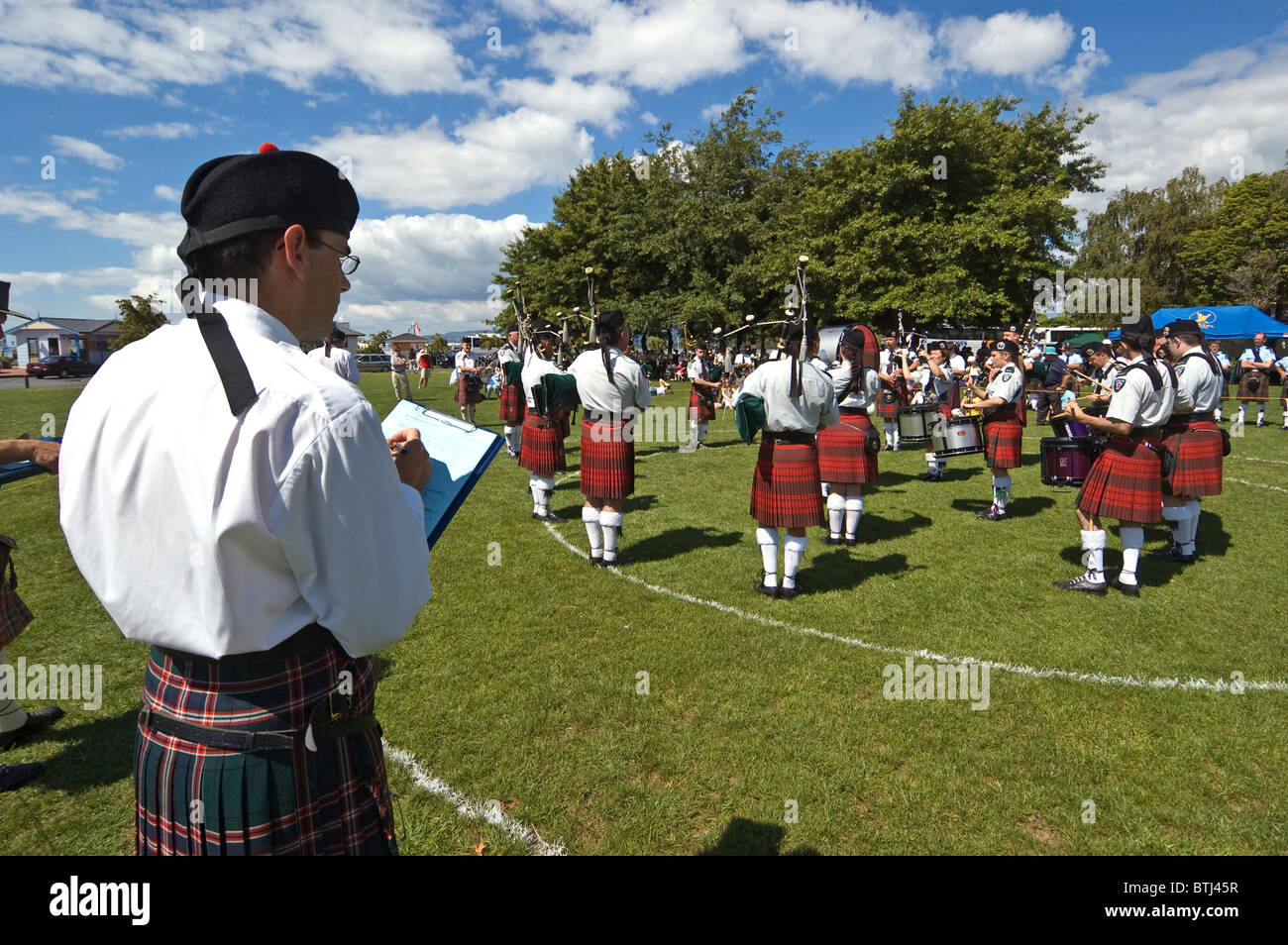 Elk1952297 New Zealand North Island Rotorua bagpipe band Stock Photo