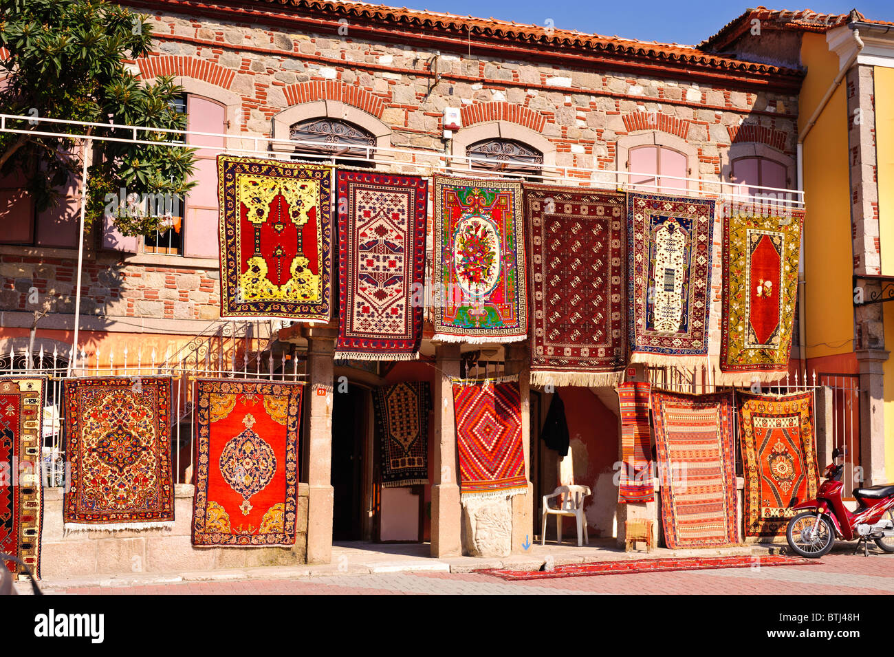 A carpet shop in the Aegean town of Bergama, Izmir, Turkey Stock Photo