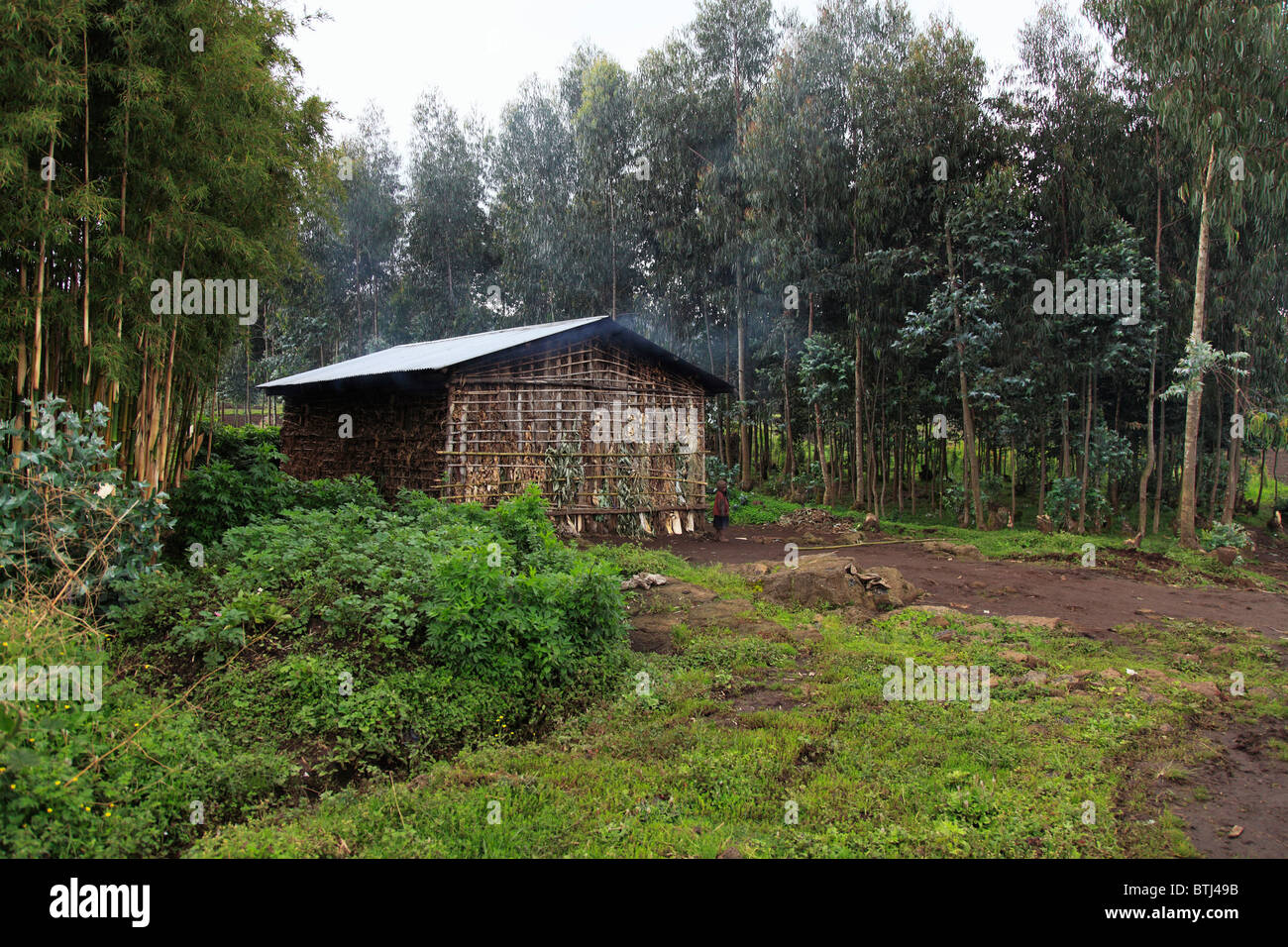 Traditional rural house, Rwanda Stock Photo