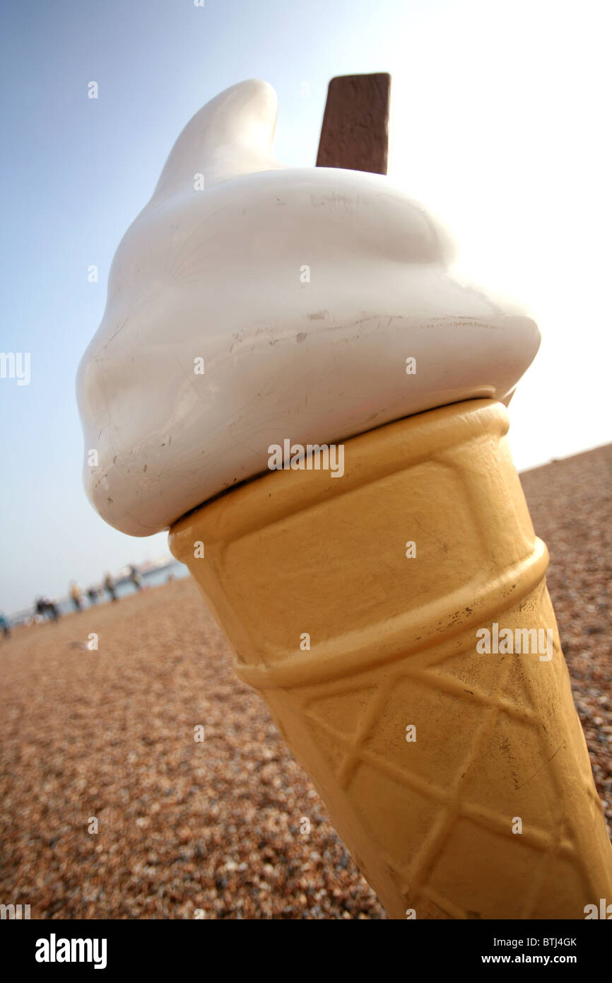 A giant fake ice cream cone on Brighton beach Stock Photo Alamy