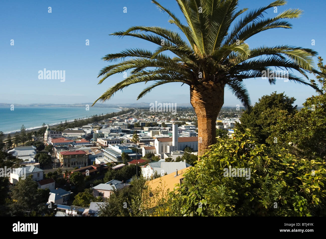 Elk195-2674 New Zealand Hawke's Bay Napier town from above with coastline Stock Photo