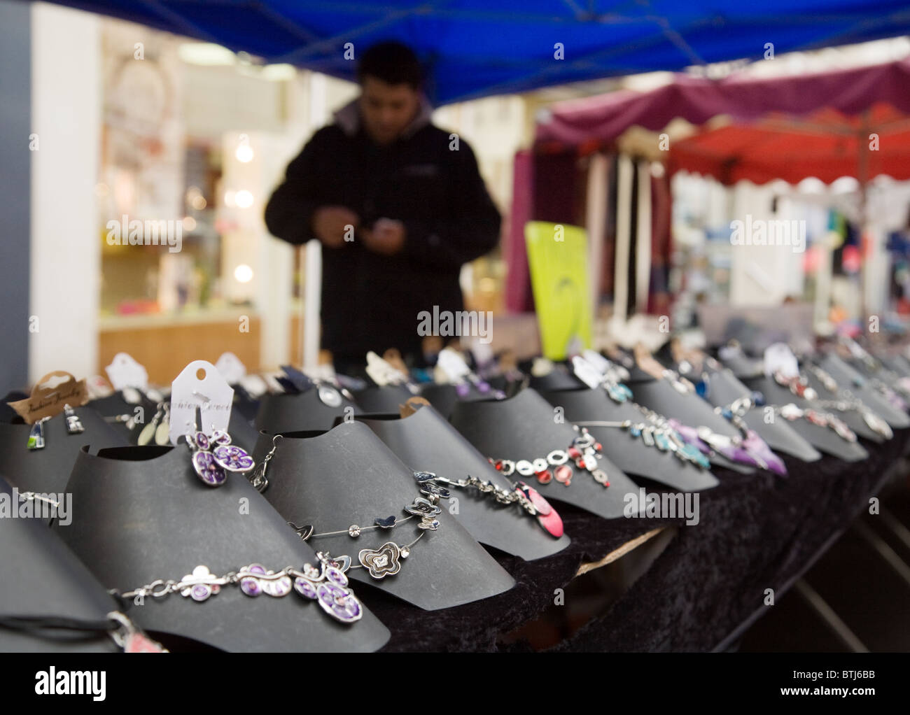 Jewellery stall, the market town of Coulommiers near Paris,  ile de france France Stock Photo