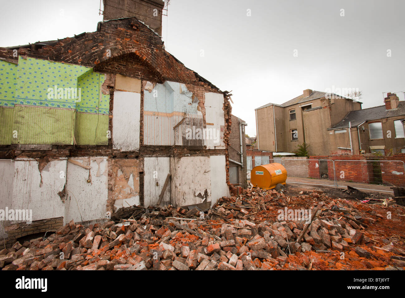 Condemned houses in Barrow in Furness, Cumbria, UK, that are being