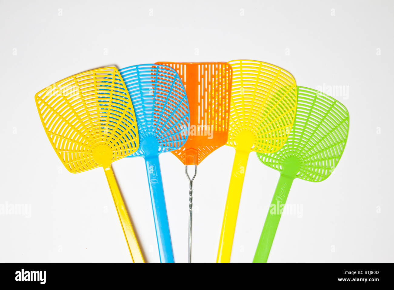 colorful plastic fly swatters Stock Photo