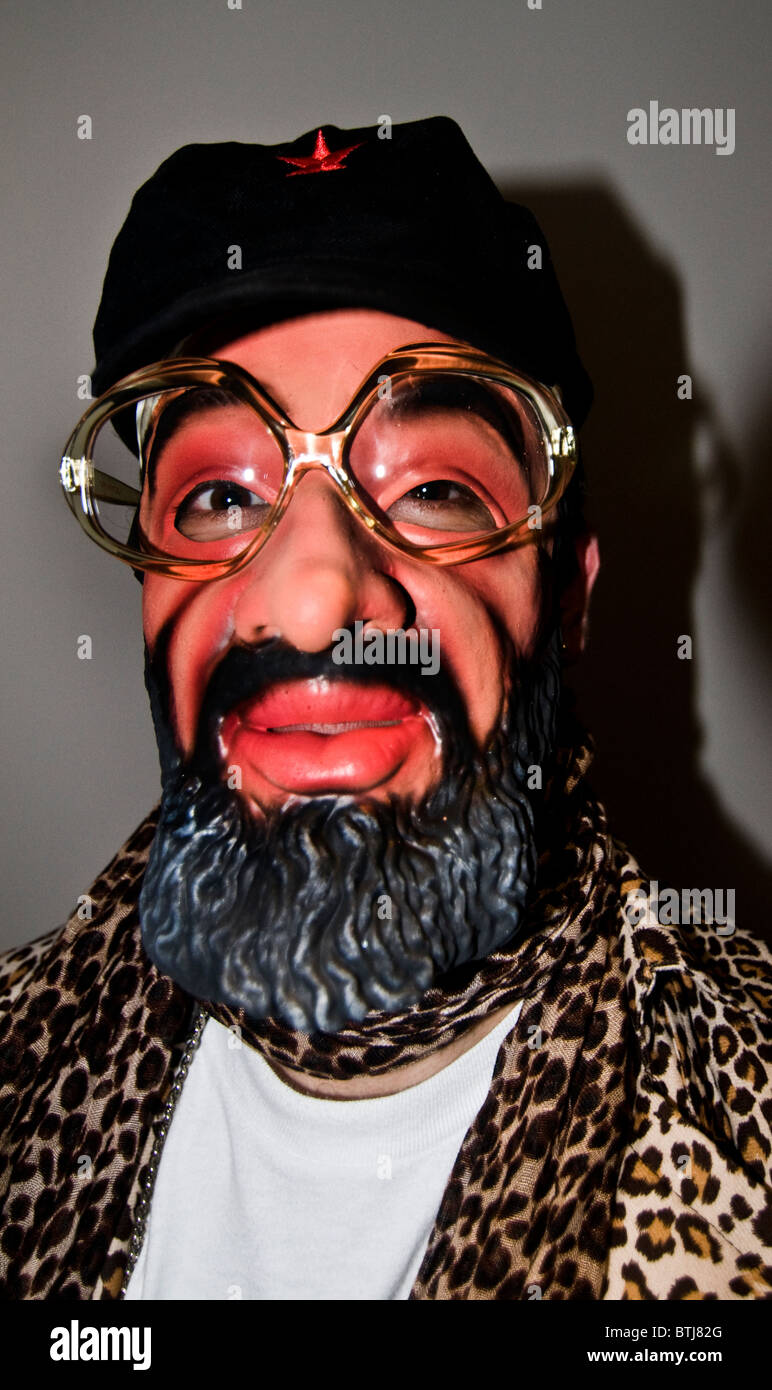 A funky Bin Laden during a Halloween party in Taipei. Stock Photo