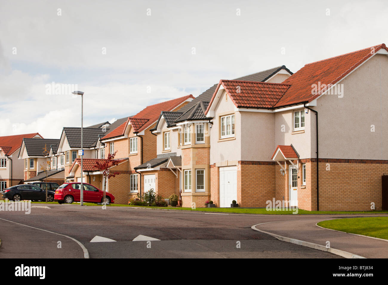 New houses in a housing estate on the outskirts of Stonehouse, south of