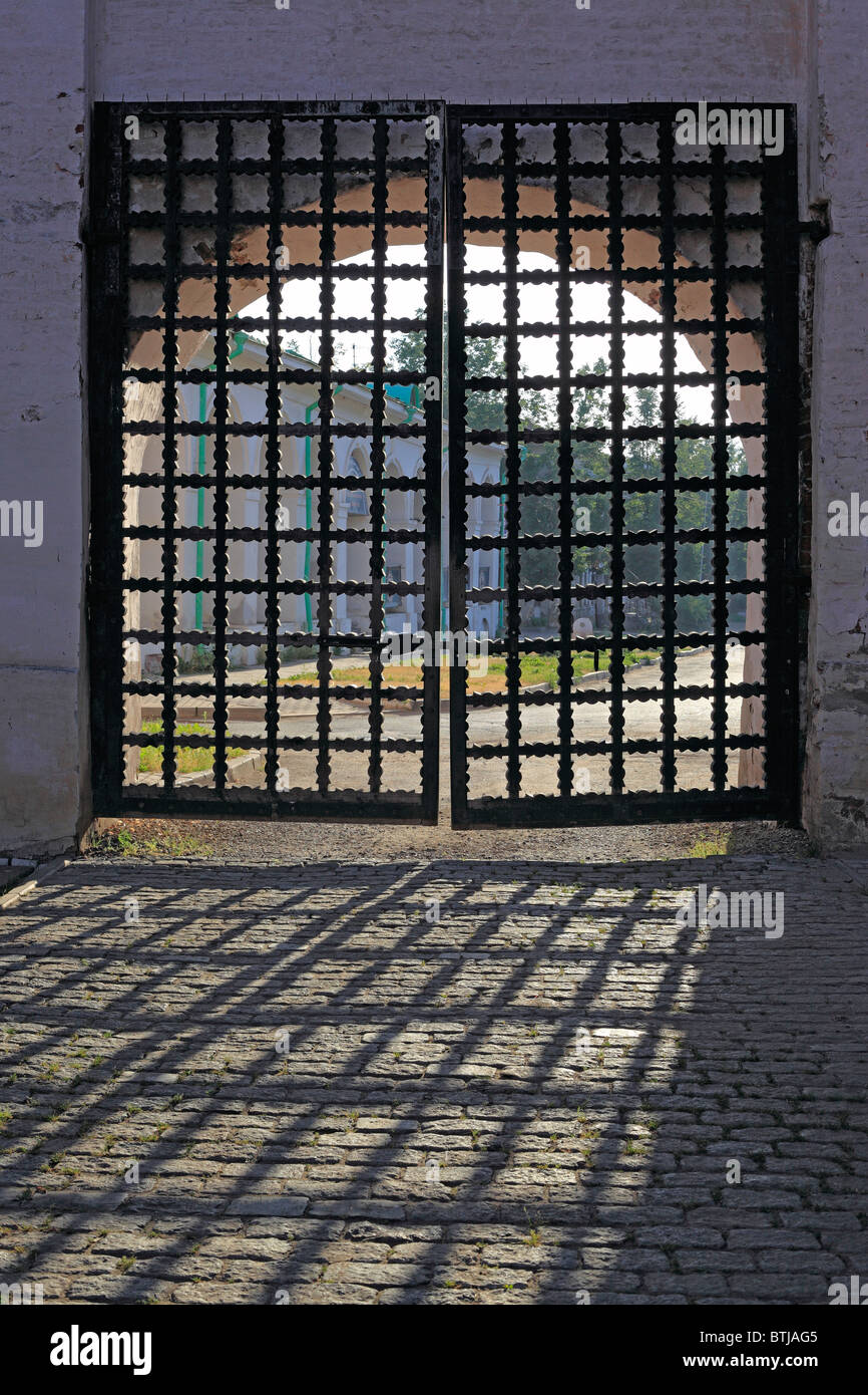 Wooden grating at the entrance to Rostov Kremlin, Rostov, Yaroslavl region, Russia Stock Photo