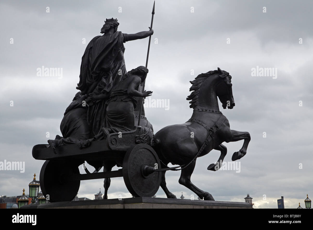 Statue of Boudica or Boudicea and her daughters near Houses of Parliament, London, England, United Kingdom Stock Photo