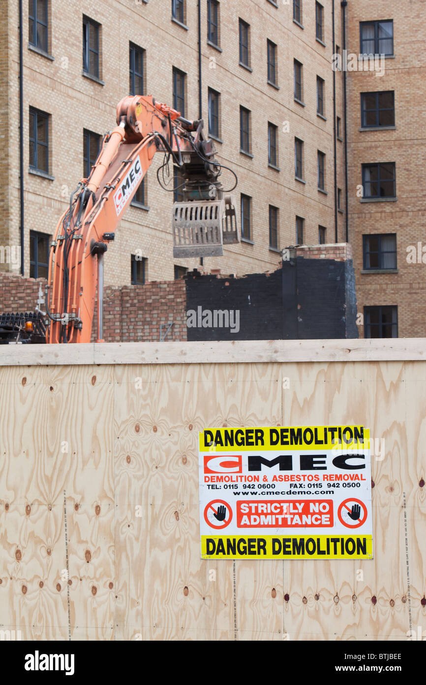 A building being demolished near the Angel tube in london, UK. Stock Photo