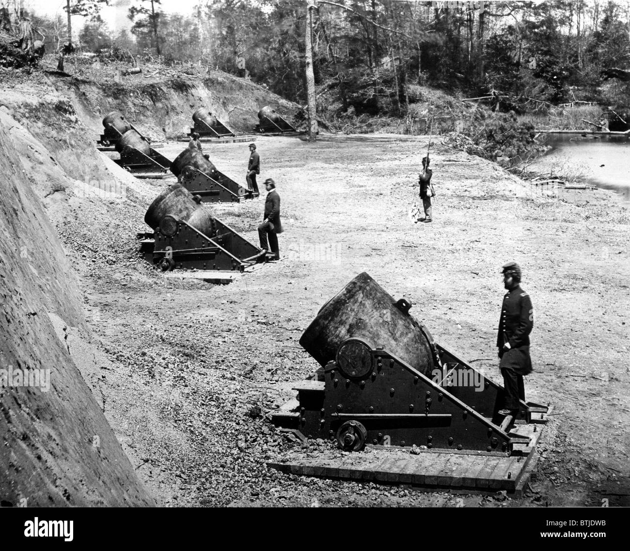 CIVIL WAR-Fortifications and batteries near Yorktown. Stock Photo