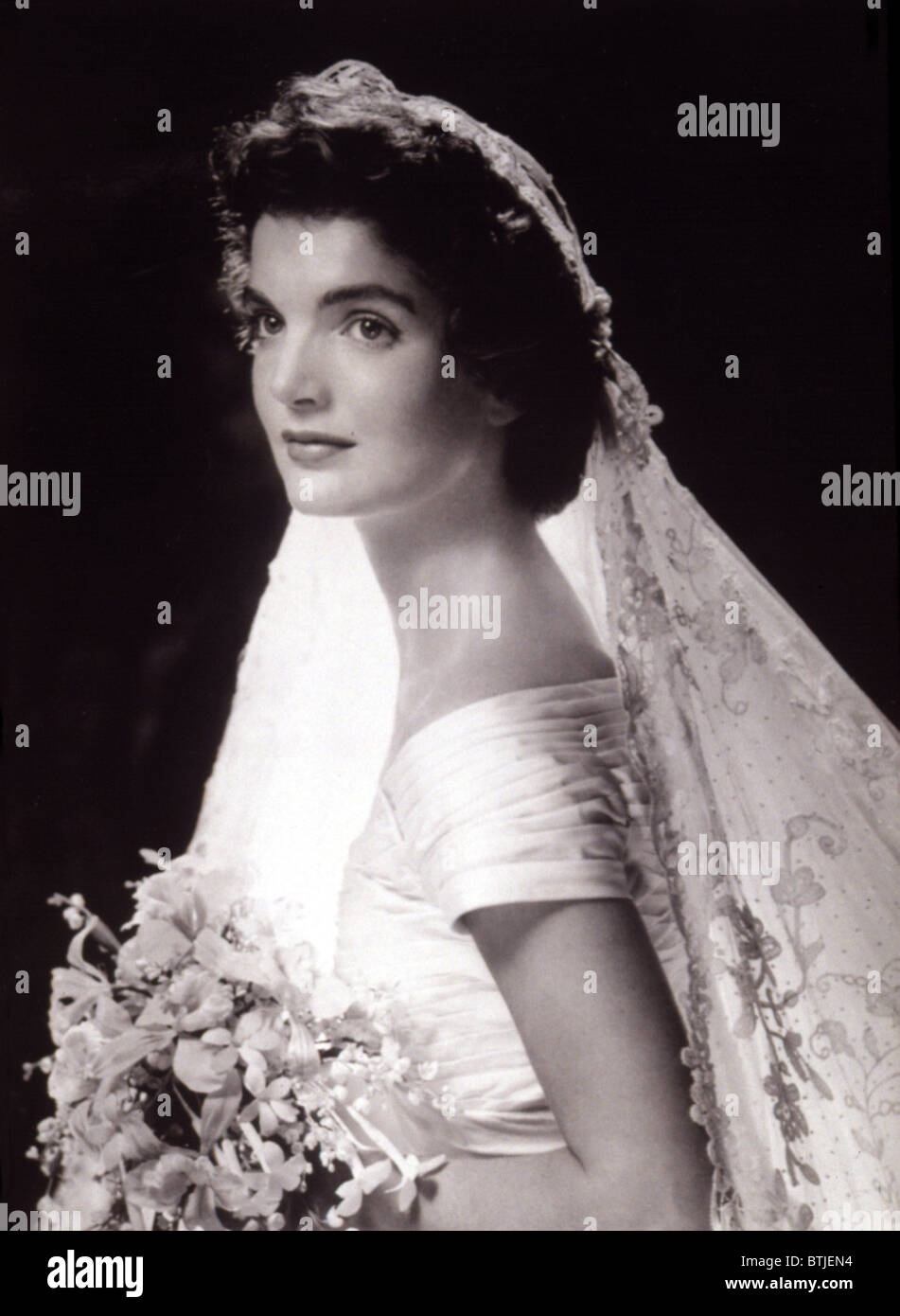 Jacqueline Bouvier Kennedy's wedding picture, 1953. Stock Photo