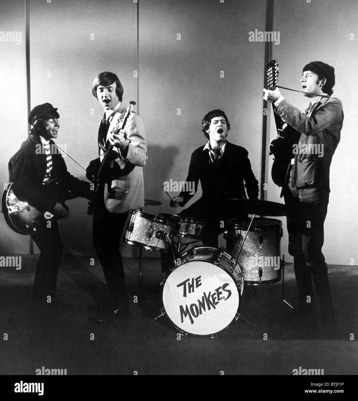 The Monkees, l-r: Davy Jones, Peter Tork, Micky Dolenz, Michael Nesmith, c. 1965. Stock Photo