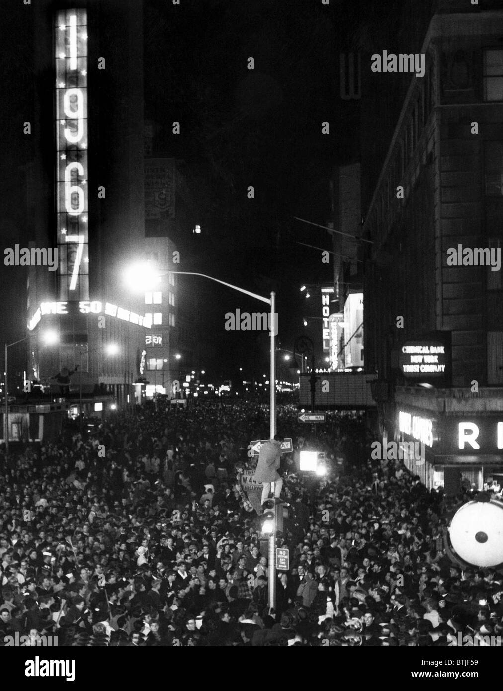 Times square new years eve ball drop hi-res stock