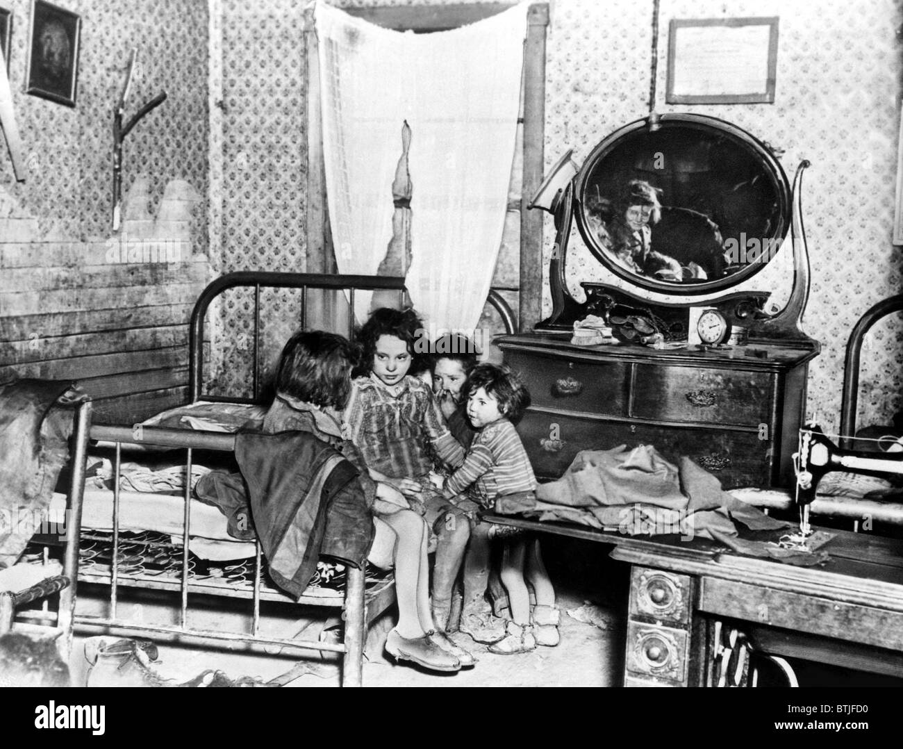 Poverty stricken children in a rural slum, c. 1920's Stock Photo