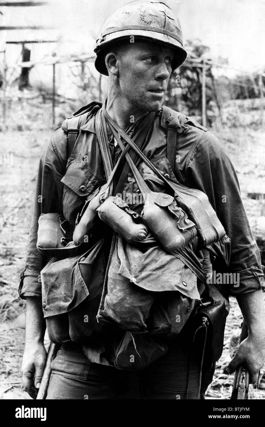 A U.S. soldier with the U.S. 1st Cavalry, Vietnam, March 4, 1966. CSU Archives/Courtesy Everett Collection Stock Photo
